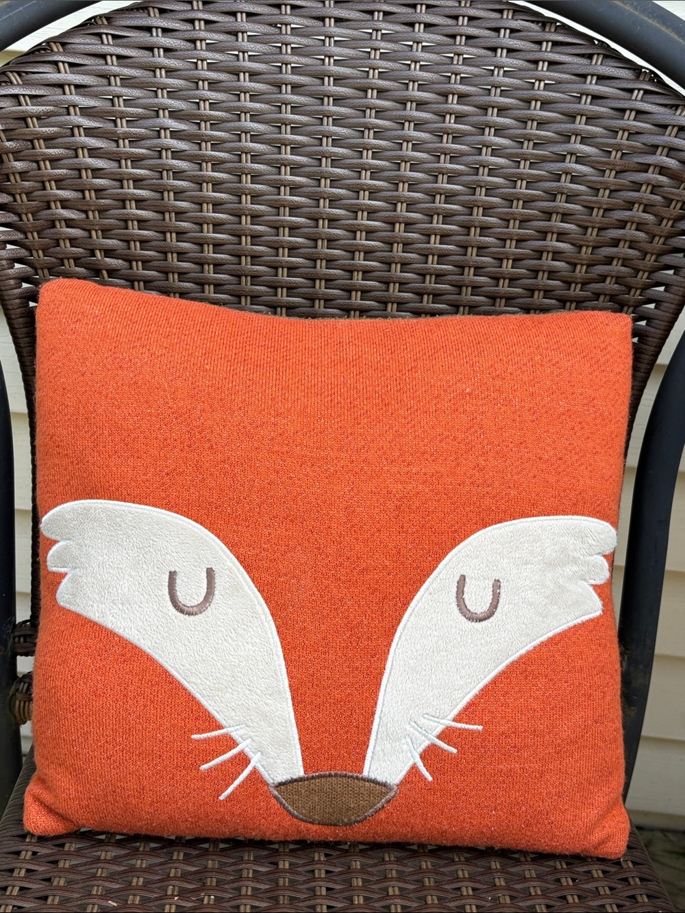 Fox Face Accent Pillow - Burnt Orange Decorative Cushion
14”x13”